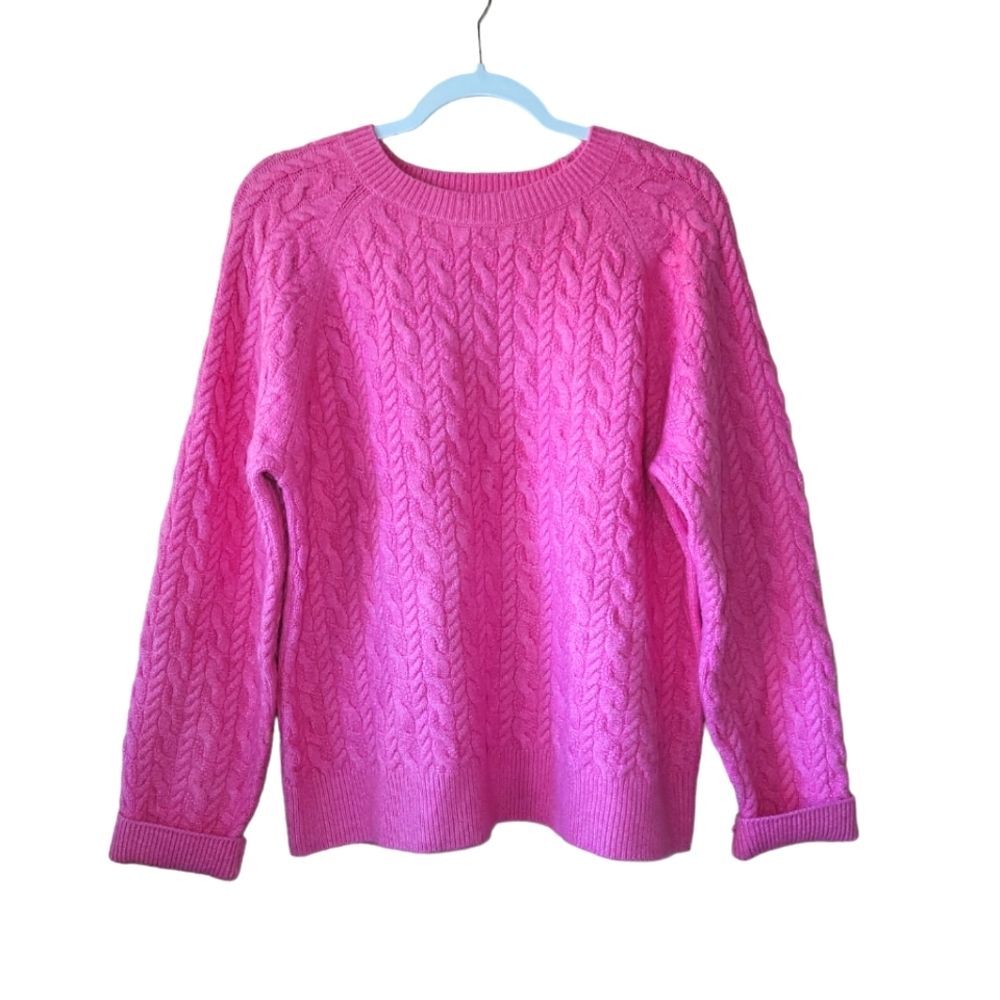 On 34th Pink Cableknit Pullover Barbie core Crewneck Sweater Large
